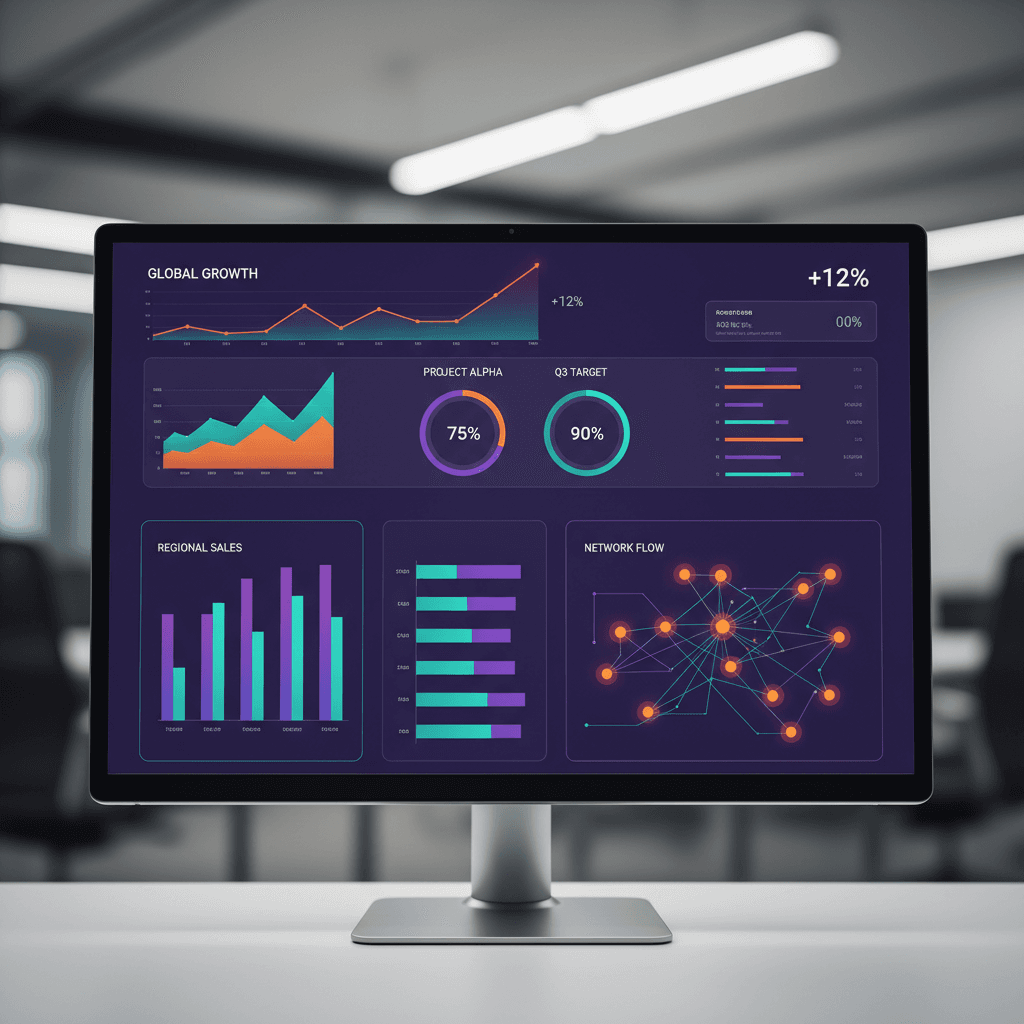 Data analytics dashboard showing revenue metrics